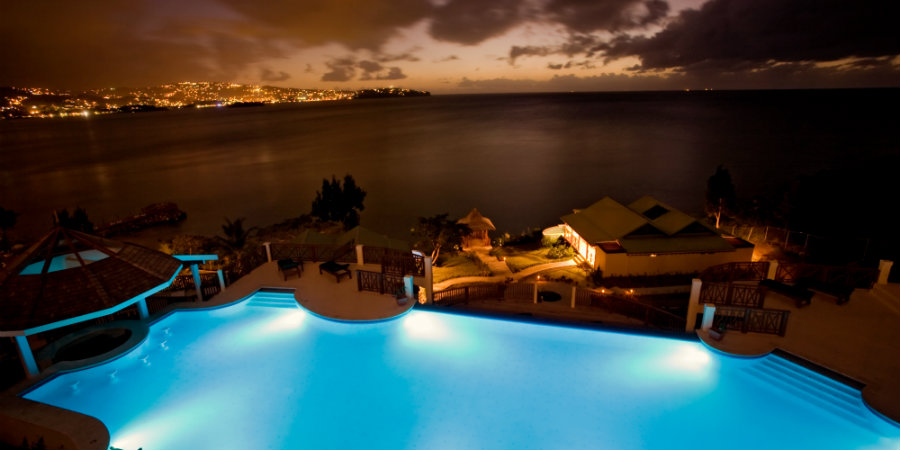 Main Pool after hours, Calabash Cove, St Lucia